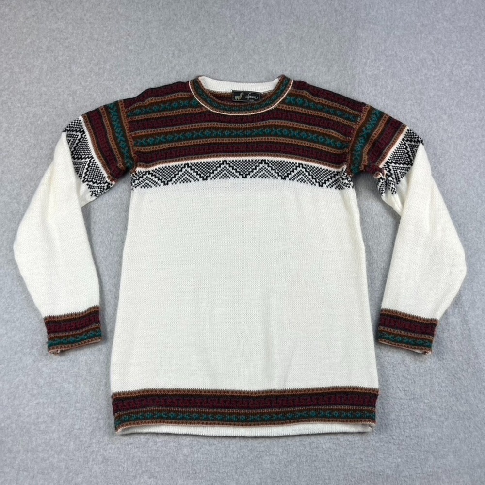 Alpaca Peru Sweater Womens Medium Southwestern Aztec Handmade Soft